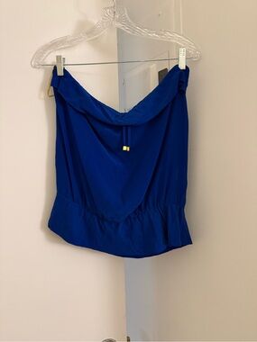 Porter Strapless Silk Royal Blue Women's Top